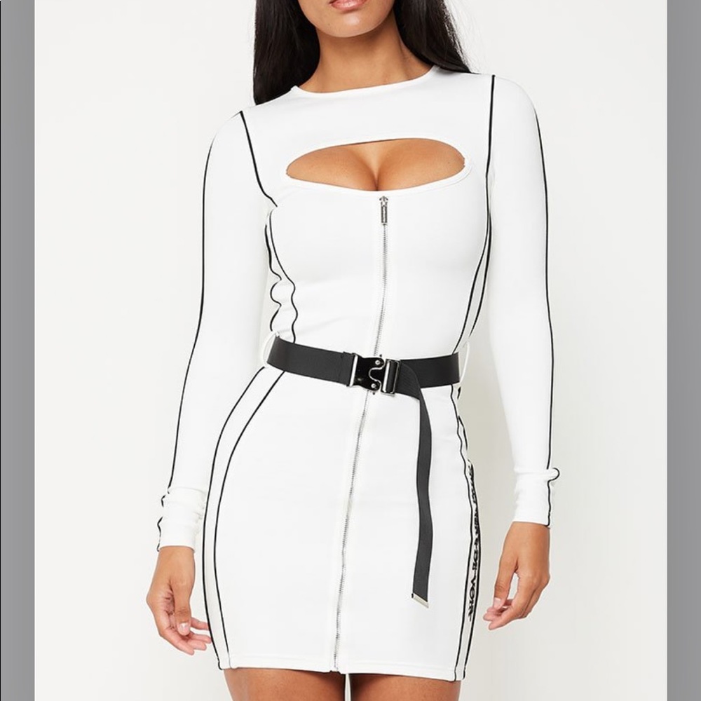 Open Front Mini White Dress